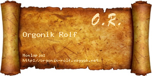 Orgonik Rolf névjegykártya